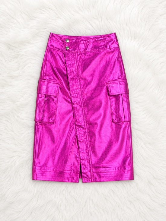 Muy Muy Dresses & Skirts - Muy Muy Fancy Collection Metallic Pink Cargo Midi Skirt Small Y2K Barbiecore